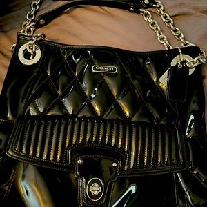 Black patent purse coach